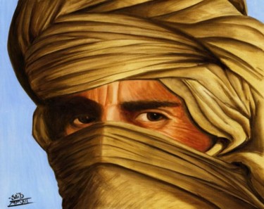 Painting titled "Homme des sables" by Saïd Serge Berkane, Original Artwork, Oil