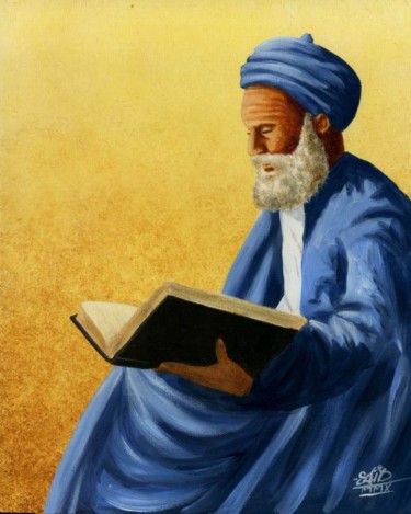 Painting titled "Vieux rabbin" by Saïd Serge Berkane, Original Artwork, Oil
