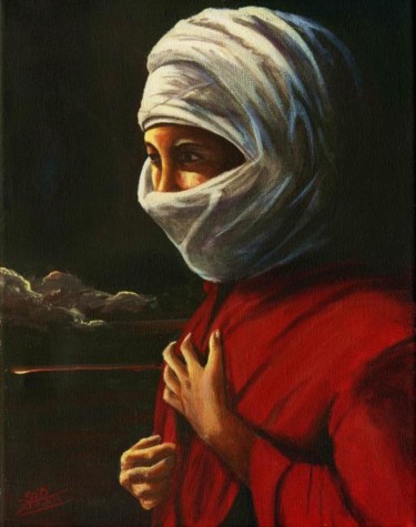 Painting titled "Jeune touareg en ro…" by Saïd Serge Berkane, Original Artwork, Oil