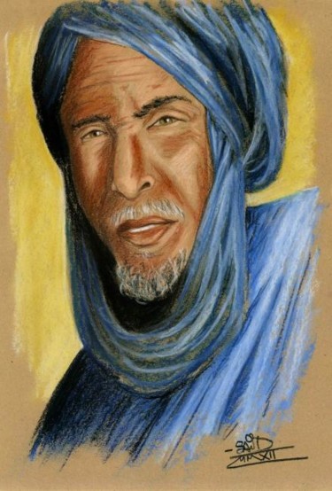 Painting titled "Cheche bleu" by Saïd Serge Berkane, Original Artwork, Oil