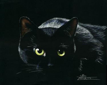 Painting titled "Le chat noir" by Saïd Serge Berkane, Original Artwork