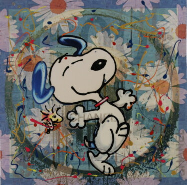 Painting titled "Daisy festival" by Sprape, Original Artwork, Acrylic Mounted on Wood Stretcher frame