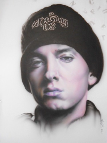 Peinture intitulée "Eminem" par Krem, Œuvre d'art originale, Aérographe