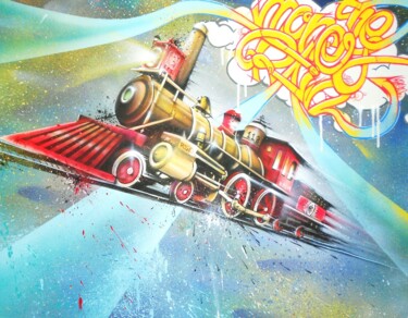 Peinture intitulée "Money train" par Krem, Œuvre d'art originale, Bombe aérosol