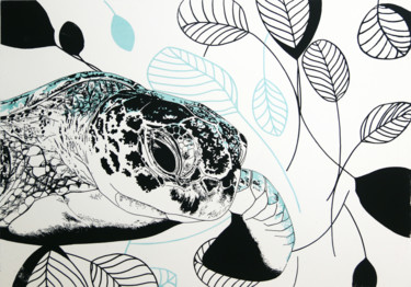 Incisioni, stampe intitolato "Tartaruga marina" da Sabrina Spreafico, Opera d'arte originale, Serigrafia