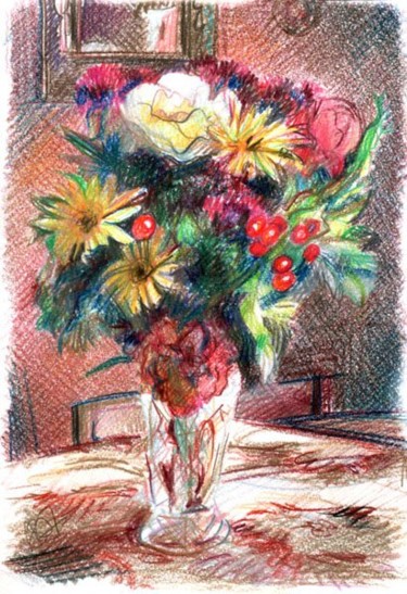Painting titled "Vase of Flowers" by Anna Shipstone, Original Artwork