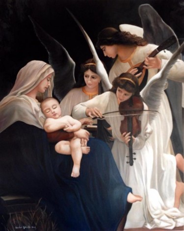 Malerei mit dem Titel "il-canto-degli-ange…" von Gabriele Scartozzi, Original-Kunstwerk, Öl