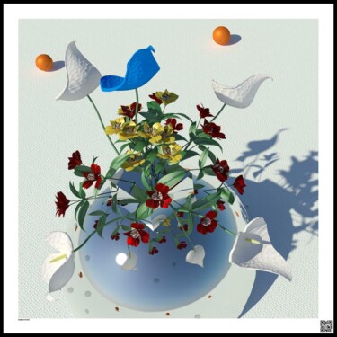 Painting titled "Flower bulb" by Squarteds, Original Artwork, Digital Painting Mounted on Other rigid panel
