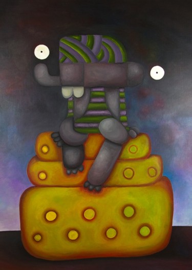 Painting titled "Homme assis sur un…" by Antony Squizzato, Original Artwork