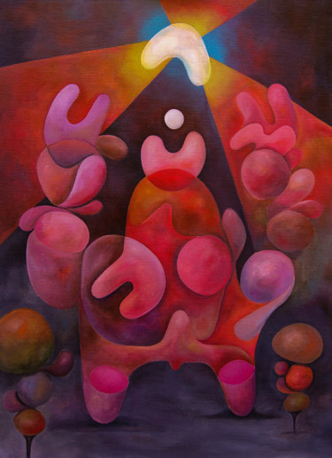 Peinture intitulée "Réunion de cerveaux" par Antony Squizzato, Œuvre d'art originale, Acrylique