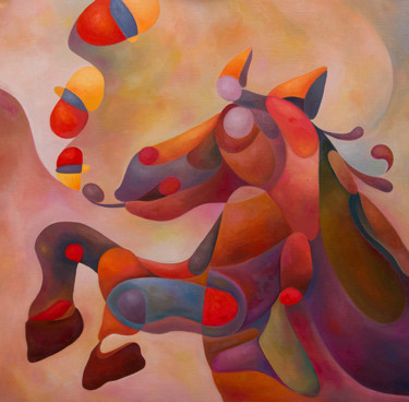 Peinture intitulée "CrazyHorse" par Antony Squizzato, Œuvre d'art originale, Huile