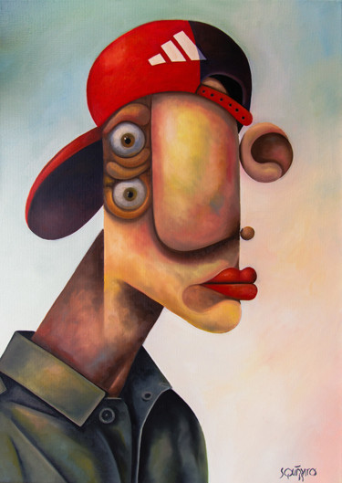 Painting titled "Claudio" by Antony Squizzato, Original Artwork, Oil