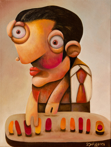 Painting titled "Keyboarder" by Antony Squizzato, Original Artwork, Oil