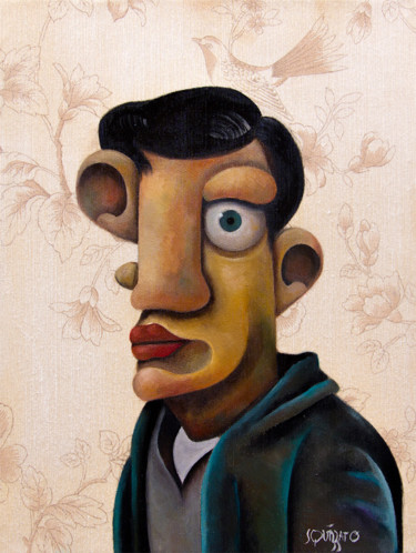 Painting titled "New wave boy" by Antony Squizzato, Original Artwork, Oil
