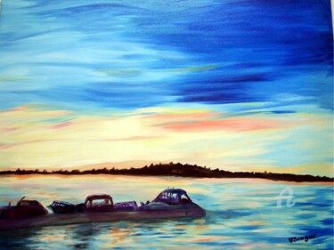 Painting titled "End of the Day" by Tatiana Sragar, Original Artwork, Oil Mounted on Wood Stretcher frame