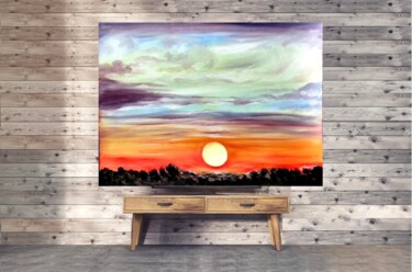 Ζωγραφική με τίτλο "Jenny's Sunset" από Tatiana Sragar, Αυθεντικά έργα τέχνης, Λάδι