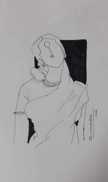 Tekening getiteld "Beauty" door Srikanth Babu Adepu, Origineel Kunstwerk, Marker
