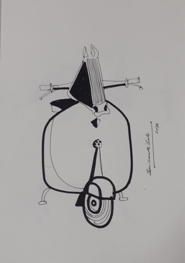 Рисунок под названием "Autosence" - Srikanth Babu Adepu, Подлинное произведение искусства, Маркер