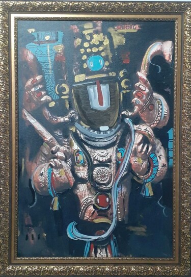 Painting titled "Divine" by Srikanth Babu Adepu, Original Artwork, Marker Mounted on Wood Panel