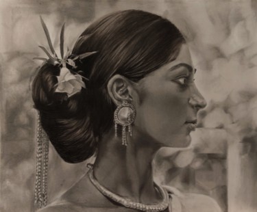 "The Santhal Woman" başlıklı Resim Sriparna Ghose tarafından, Orijinal sanat, Kalem