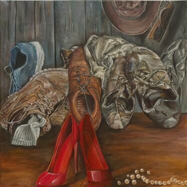 Painting titled "Miss Feet- 'the mis…" by Sriparna Ghose, Original Artwork, Acrylic Mounted on Wood Stretcher frame