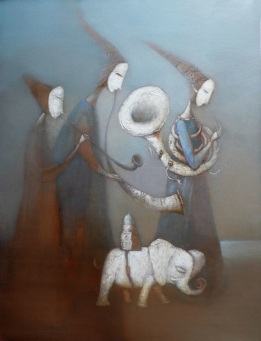 Peinture intitulée "Шествие пилигримов" par Suren Zurabyan, Œuvre d'art originale, Acrylique