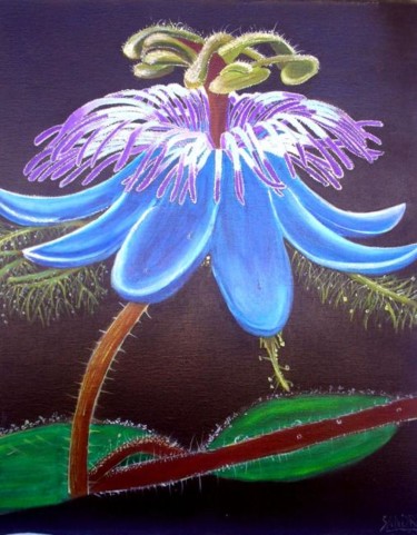 Pintura titulada "flor exótica" por Sandra Soler, Obra de arte original, Oleo