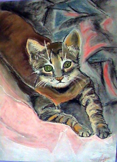Dibujo titulada "gatito" por Sandra Soler, Obra de arte original