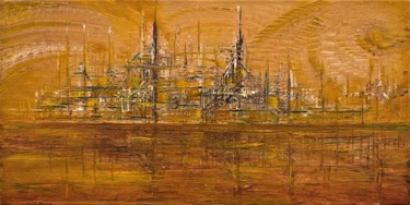 Schilderij getiteld "CITY OF GOLD" door Svetlana Sokolova, Origineel Kunstwerk, Olie