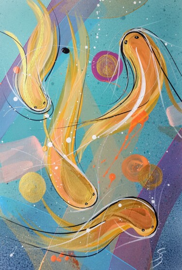 CHINESE FISHES 4 Peinture intitulée "CHINESE FISHES 4" par Svetlana Sokolova, Œuvre d'art originale, Acrylique