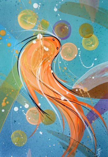 Pintura titulada "CHINESE FISHES 1" por Svetlana Sokolova, Obra de arte original, Acrílico