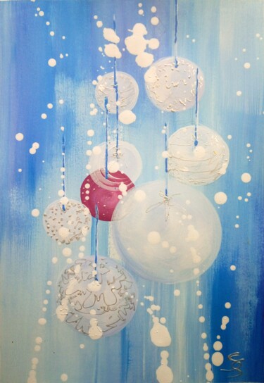 Schilderij getiteld "CHRISTMAS BALLS" door Svetlana Sokolova, Origineel Kunstwerk, Acryl