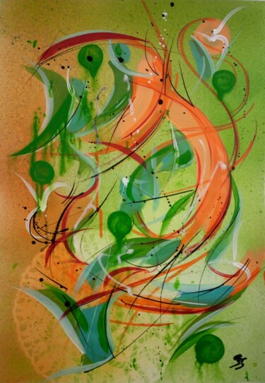 Pittura intitolato "SHRIMP AND GREEN PE…" da Svetlana Sokolova, Opera d'arte originale, Acrilico