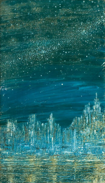 Schilderij getiteld "NIGHT CITY(dreams)" door Svetlana Sokolova, Origineel Kunstwerk, Olie