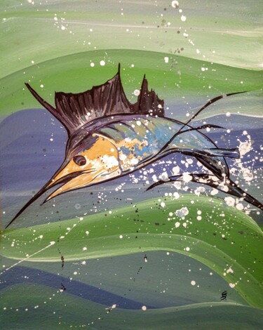 Painting titled "BLUE MARLIN" by Svetlana Sokolova, Original Artwork, Acrylic