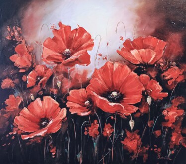 Painting titled "POPPIES FOR ALENA" by Svetlana Sokolova, Original Artwork, Oil