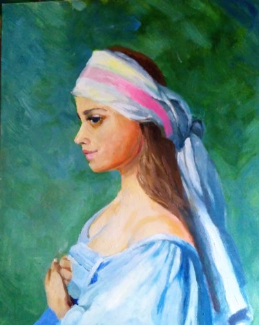 Painting titled "Girl 2018" by Stanislav Khodak, Original Artwork, Oil