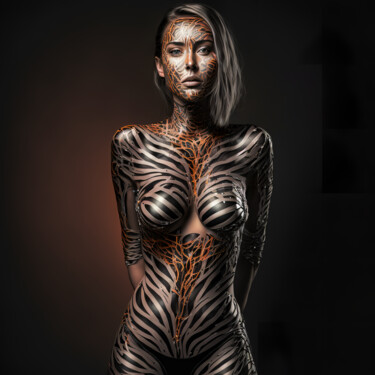 「Body of Art」というタイトルのデジタルアーツ Staccato Fusionによって, オリジナルのアートワーク, AI生成画像