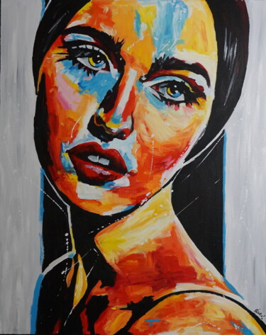 Painting titled "Emma" by Stach, Original Artwork, Acrylic Mounted on Wood Stretcher frame