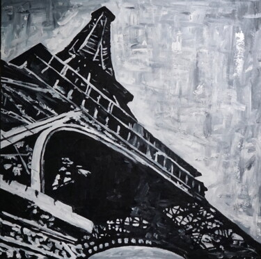 Pintura intitulada "Eiffel Tower" por Stach, Obras de arte originais, Acrílico Montado em Armação em madeira