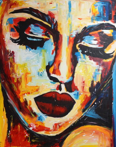 Painting titled "Josephin" by Stach, Original Artwork, Acrylic Mounted on Wood Stretcher frame