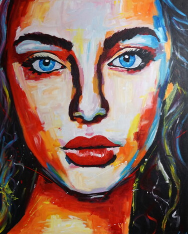 Painting titled "Sofya" by Stach, Original Artwork, Acrylic Mounted on Wood Stretcher frame