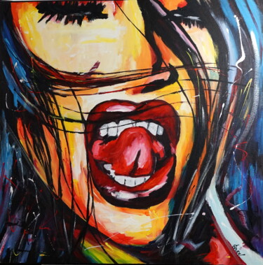 Painting titled "Appetite" by Stach, Original Artwork, Acrylic Mounted on Wood Stretcher frame