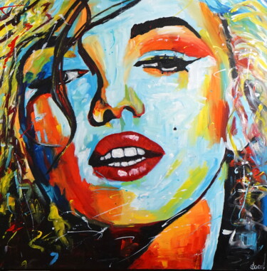 Painting titled "Blue Marilyn" by Stach, Original Artwork, Oil