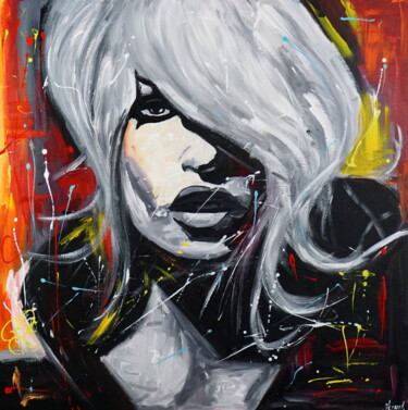 Painting titled "Lady Li" by Stach, Original Artwork, Acrylic Mounted on Wood Stretcher frame