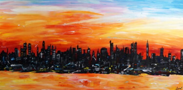 Картина под названием "Morning in New York" - Stach, Подлинное произведение искусства, Акрил Установлен на Деревянная рама д…