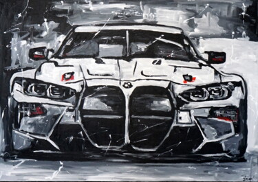 Painting titled "BMW" by Stach, Original Artwork, Acrylic Mounted on Wood Stretcher frame