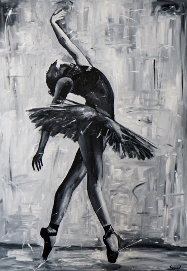 Painting titled "Swan dance" by Stach, Original Artwork, Acrylic