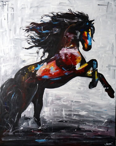 Painting titled "Karo" by Stach, Original Artwork, Oil Mounted on Wood Stretcher frame