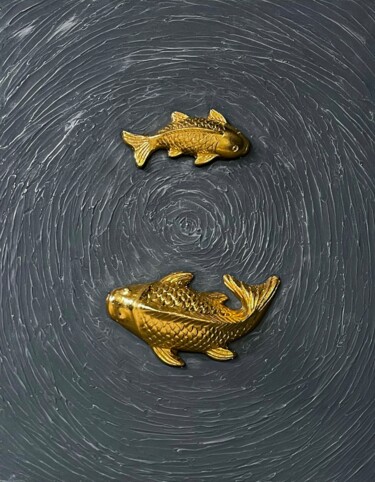 Скульптура под названием "Goldfish" - Stacy Boreal, Подлинное произведение искусства, Гипс